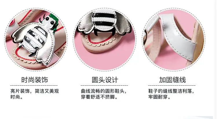 Детские сандалии из натуральной кожи 2018 летние для девочек с бантом туфли