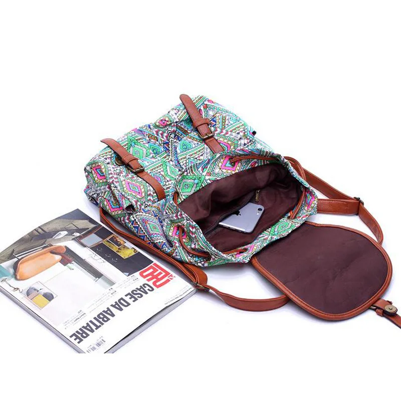 Школьные сумки для рюкзак девочек подростков Национальный стиль Винтаж Печать