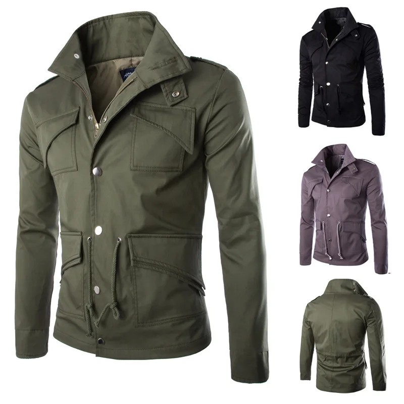 2015 Новые моды для мужчин случайно куртку slim fit мужская военная куртки пальто и