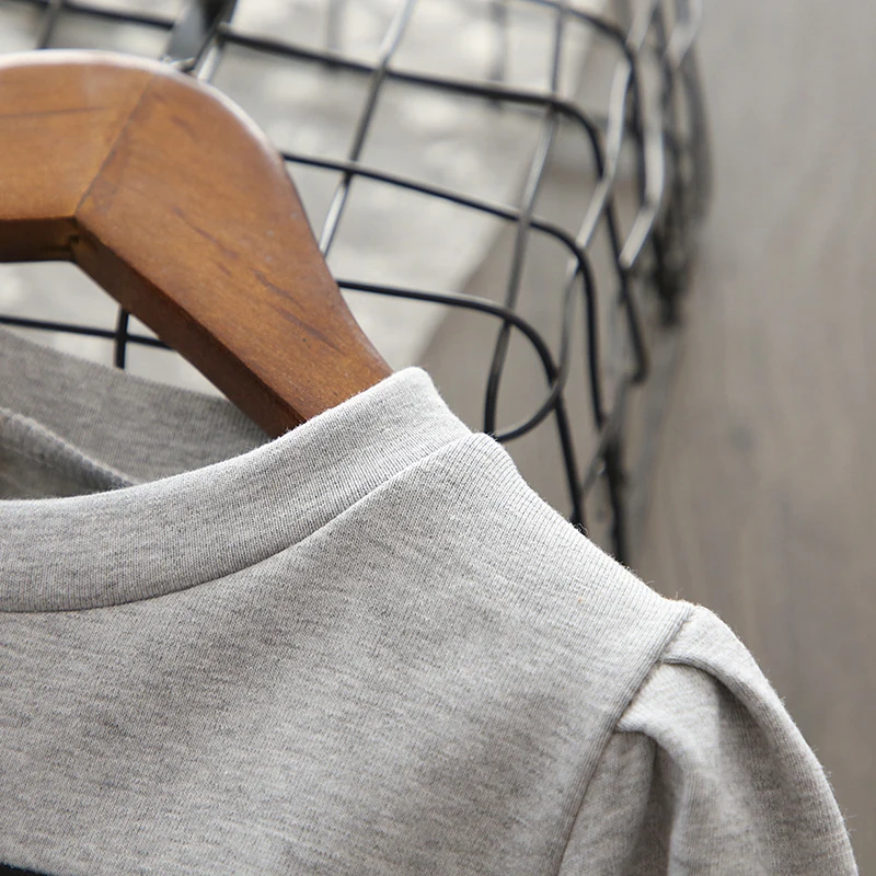 Повседневное хлопковое платье для девочек платья с рукавами-фонариками детей 3-7