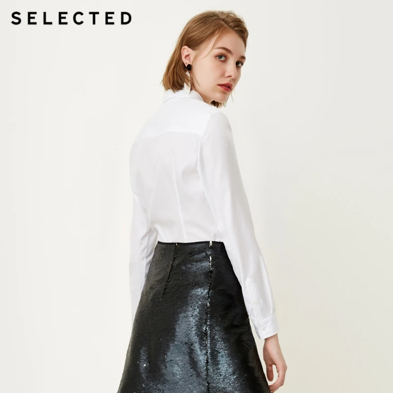 Отборная Женская Базовая рубашка с длинными рукавами из 100% хлопка SIG | 418305519