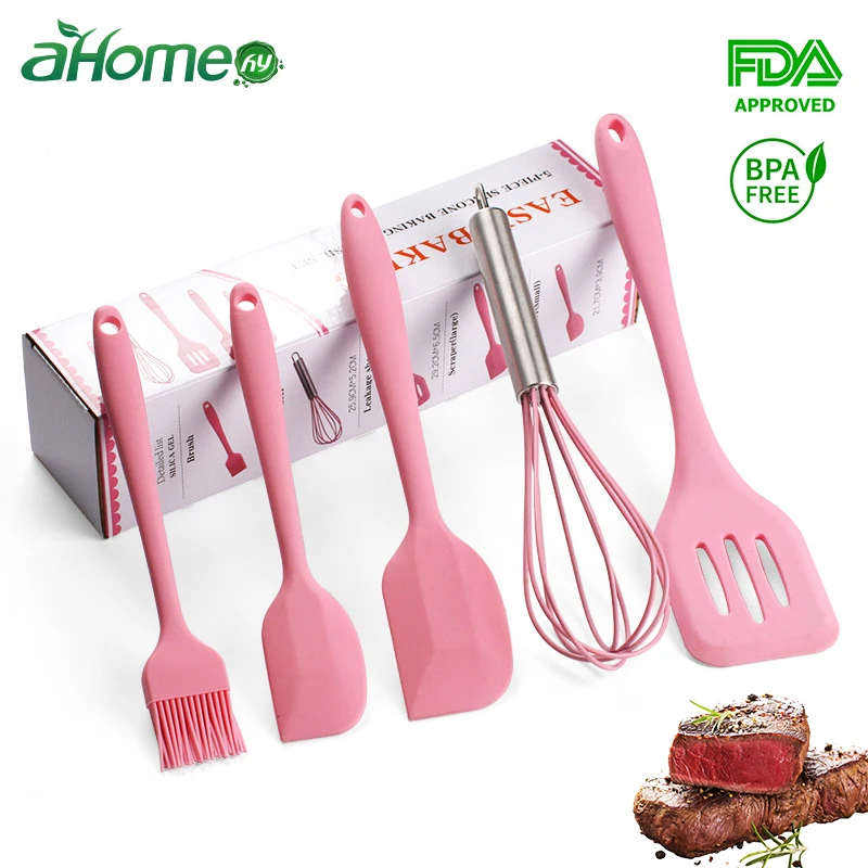 Набор кухонной посуды из Розового Силикона 5 шт. Наборы инструментов для яиц