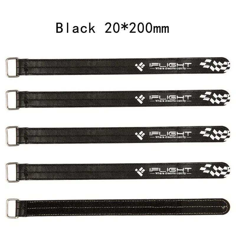 Black 20x200mm Обновление 5 шт. 20*200 мм черный/15*250 мм красный Iflight Волшебная камера Lipo батарея ремешок Пряжка для Rc Дрон Fpv гоночный запасные части Accs - Цвет: Black 20x200mm