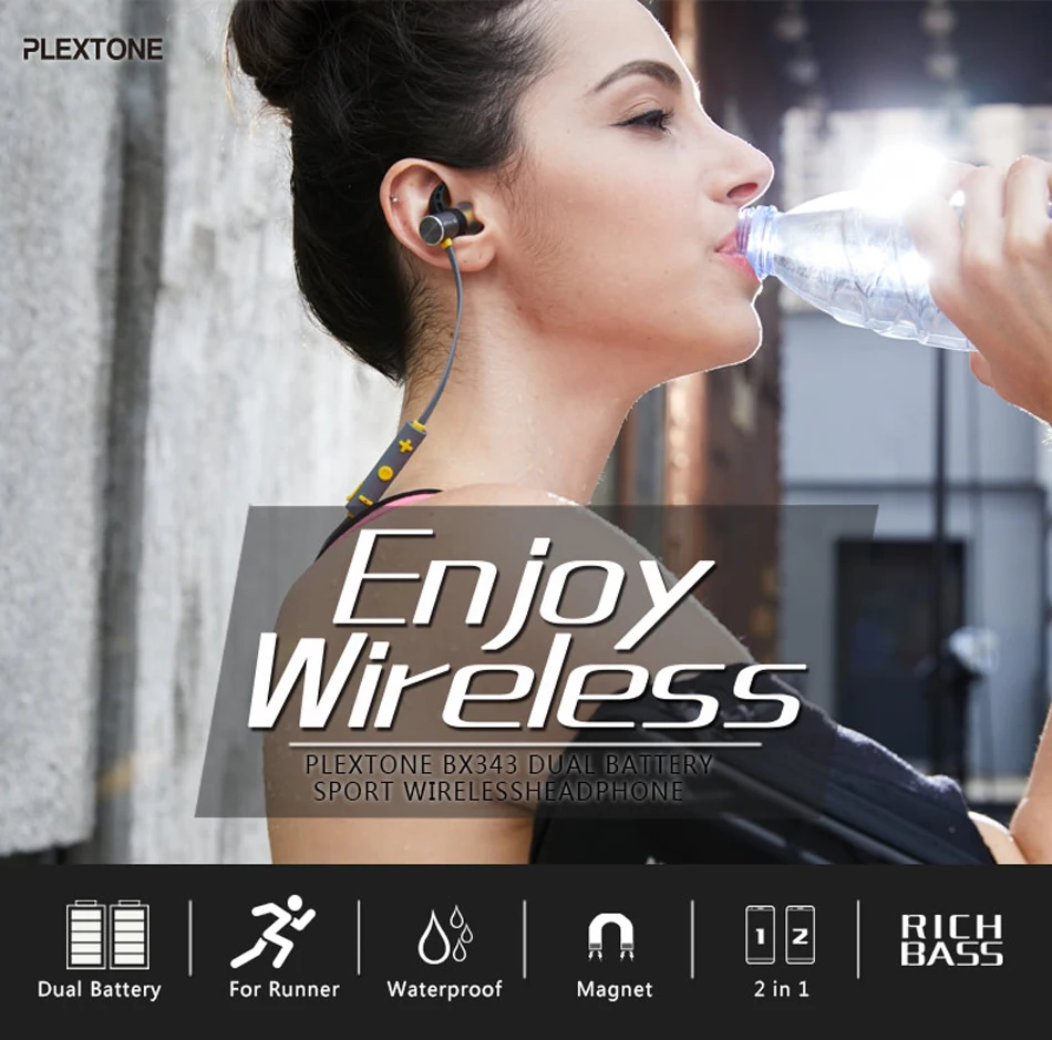 PLEXTONE IPX5 Водонепроницаемый Bluetooth наушники Беспроводной гарнитура Спорт Бег С