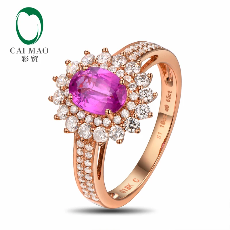 18k/Au750 Gold 1.02ct Pink Sapphire &amp 0.65ct Natural Diamond Engagement Ring Fine Jewelry | Украшения и аксессуары