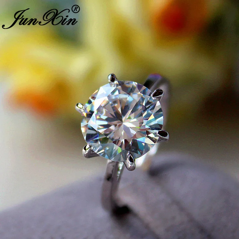 JUNXIN женский Австрийские хрустальные бусины круглые кольца для женщин из белого