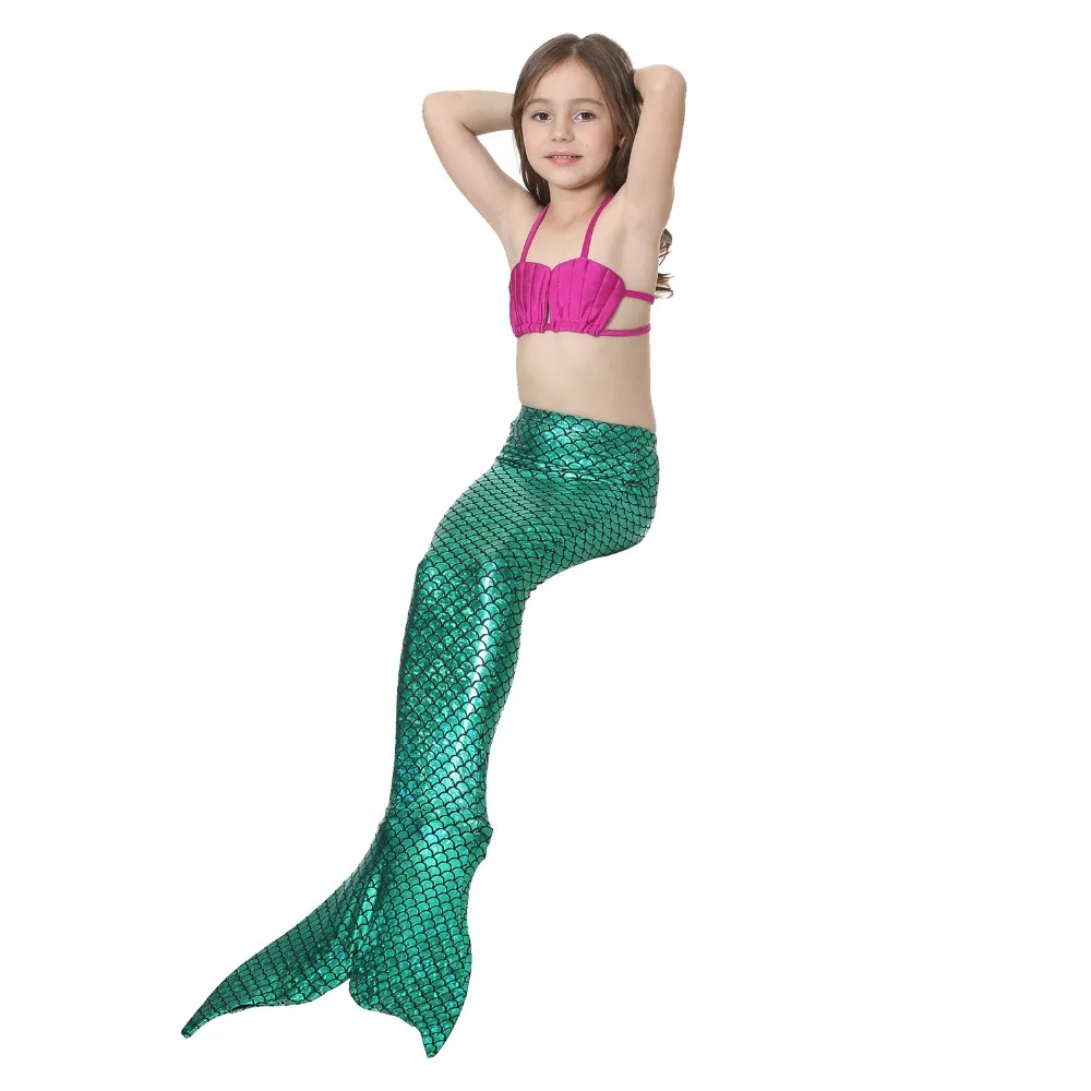 Детская одежда с хвостом русалки для девочек детское нарядное зеленое платье