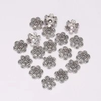 50pcslot 10mm metal antique 6 petals flower bead end caps for beads jewelry making findings diy bracelet necklace accessories