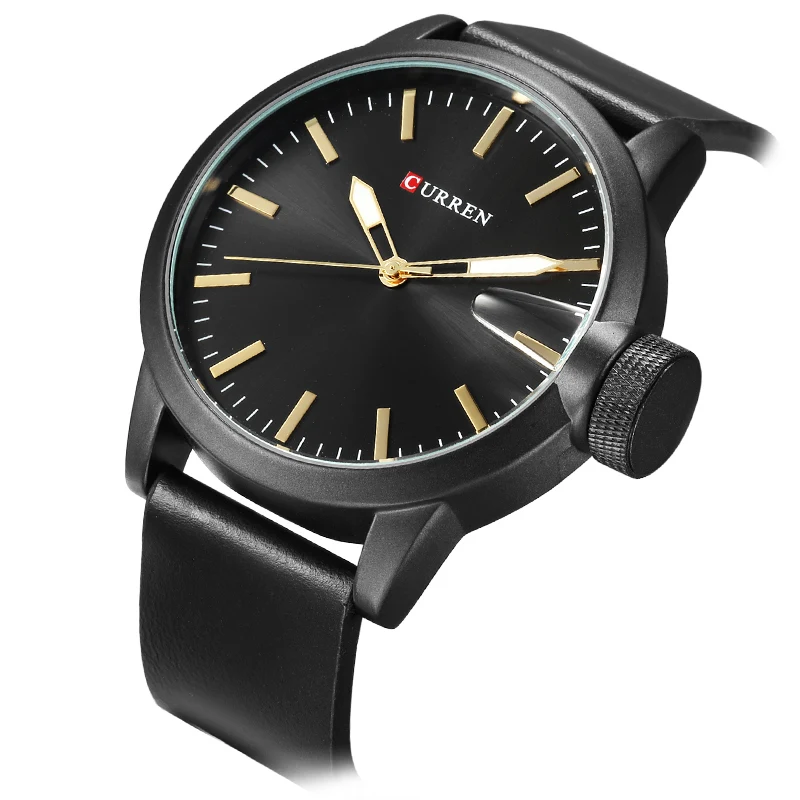 Curren Роскошные брендовые часы мужские Модные Повседневные золотые с большим