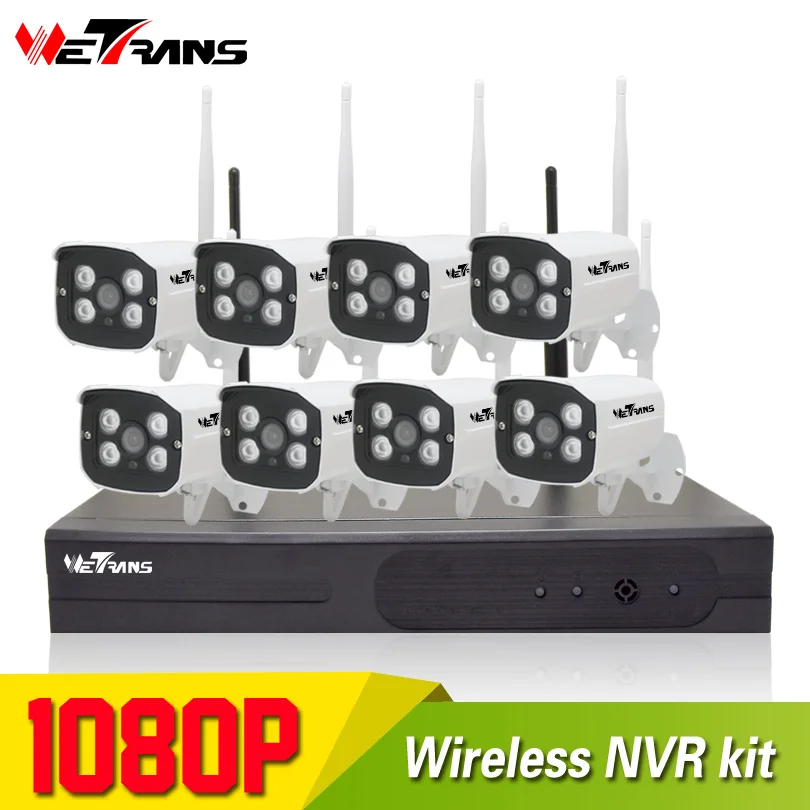 Камера наблюдения Системы Wi Fi на открытом воздухе 8CH Plug & Play 1080 P HD 20 м Ночное
