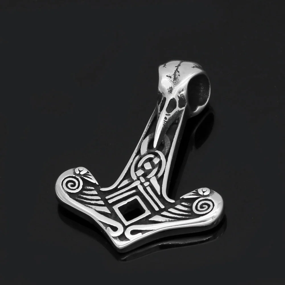 Скандинавский Викинг из нержавеющей стали Ворон череп Тор молоток Mjolnir кулон