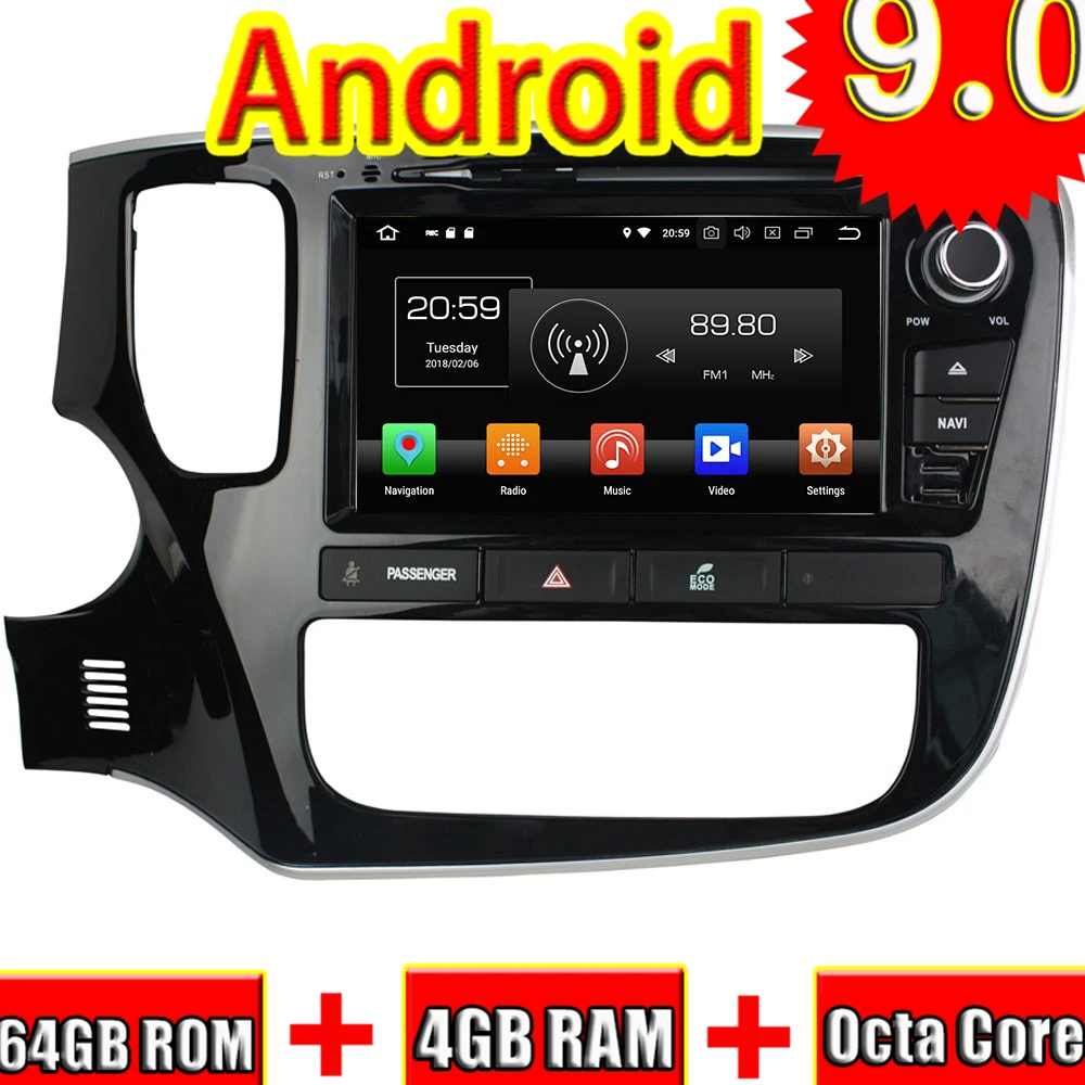 Автомобильный медиацентр Topnavi 8 дюймов Android 9 0 DVD радио для Mitsubishi Outlander 2015 GPS