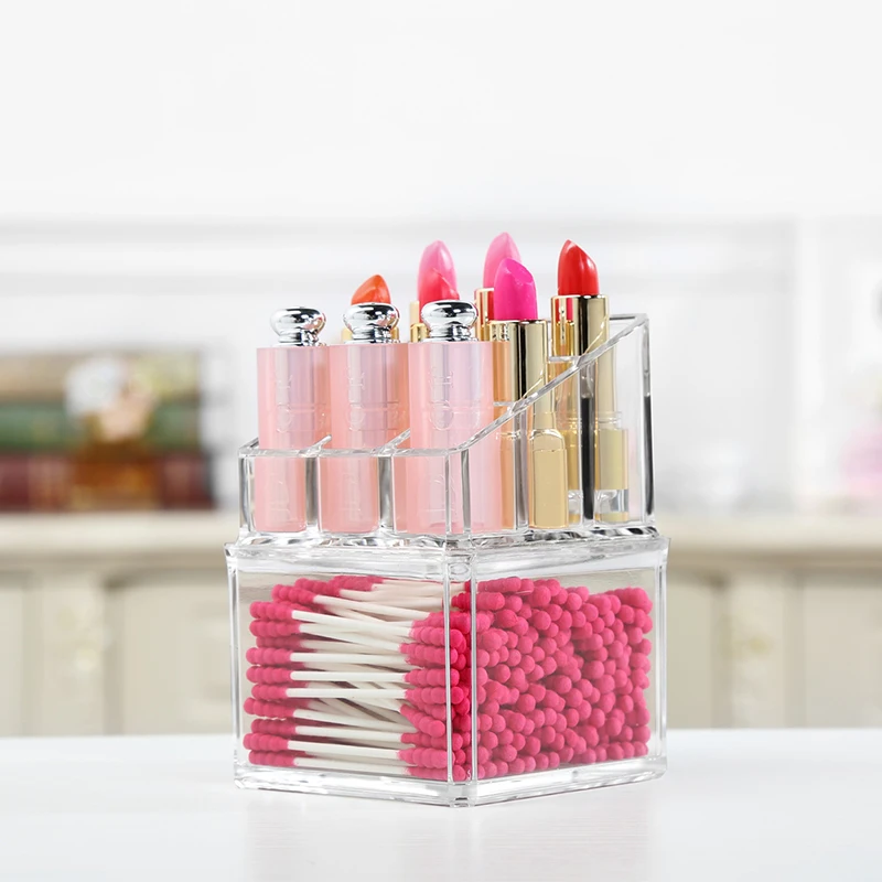 Косметика случаях ватные тампоны коробка для хранения Lip stick держатель акрил