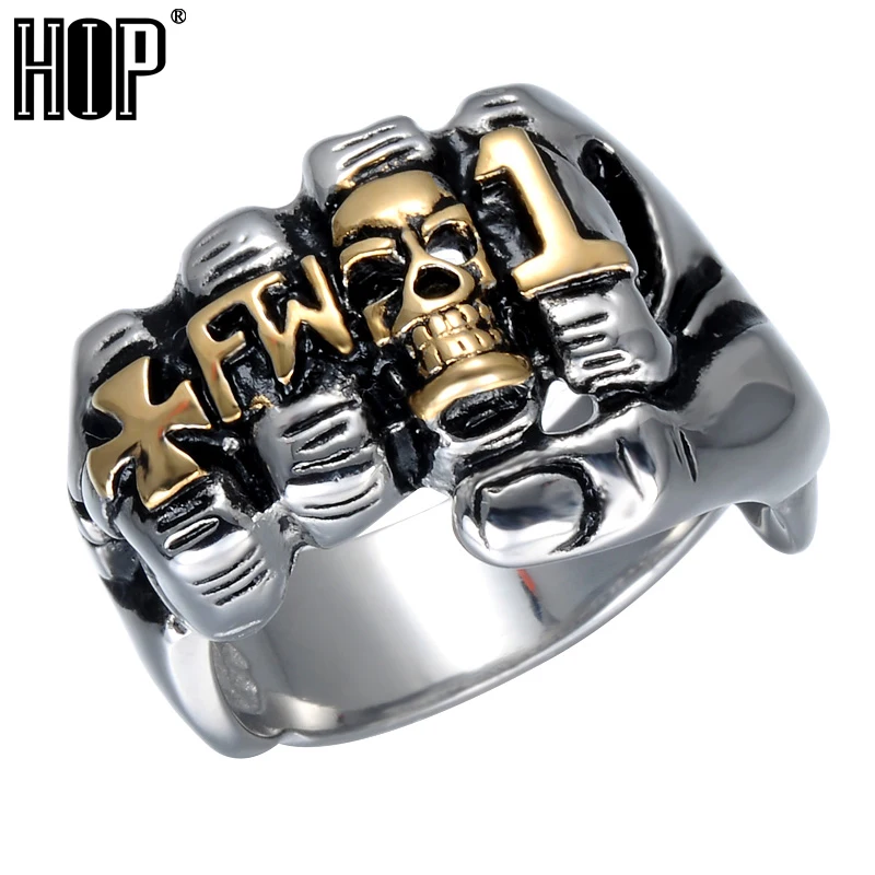 Hip Cool Fist Finger байкерское кольцо панковое готическое Золото Серебро Титан из