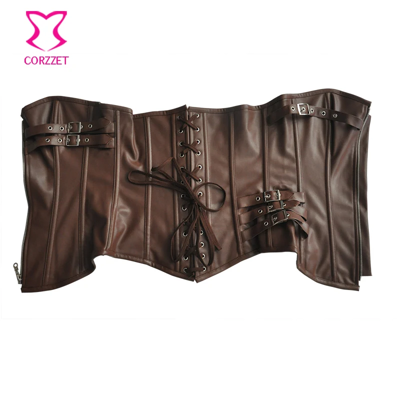 Женский кожаный корсет черный корсаж в готическом стиле большие размеры 6XL| |