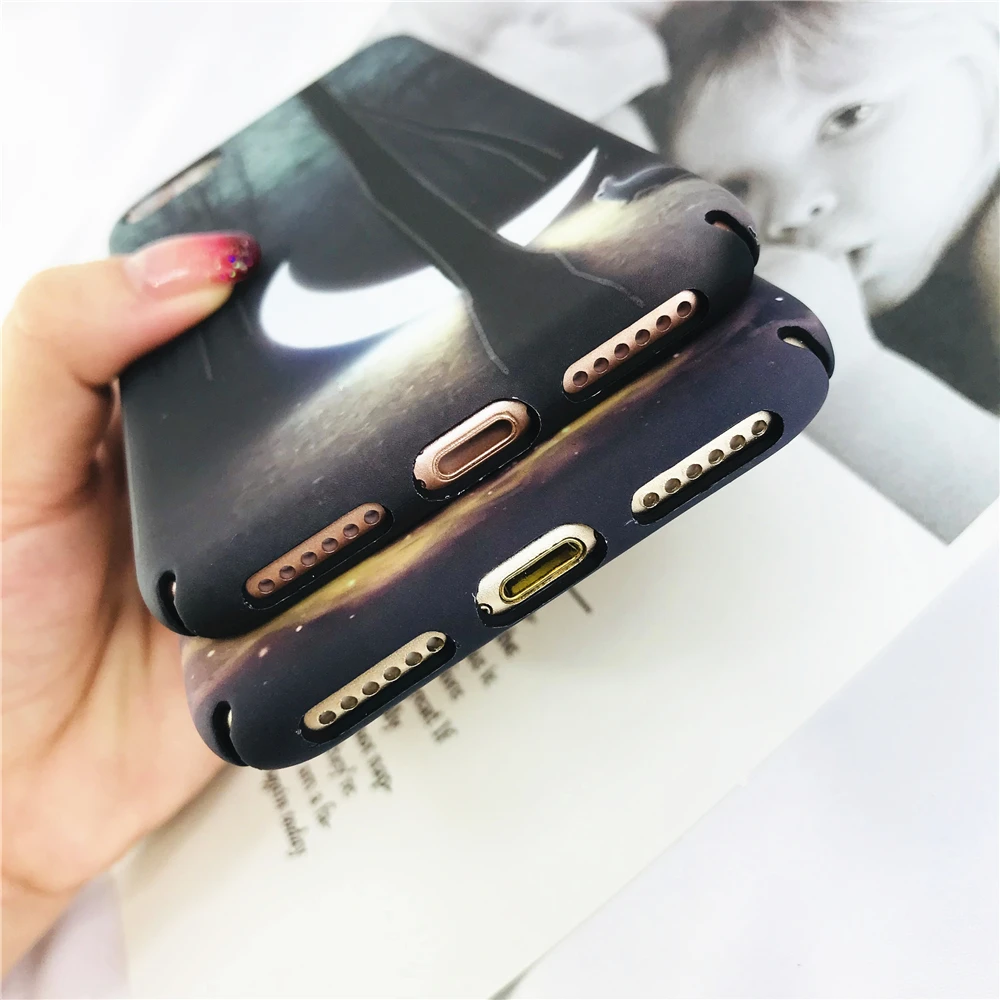 For Iphone X Cases Funny Luminous Relief Starry Sky Moon Stars Mountain Landscape Case for 10 Hard PC Matte Back Cover | Мобильные