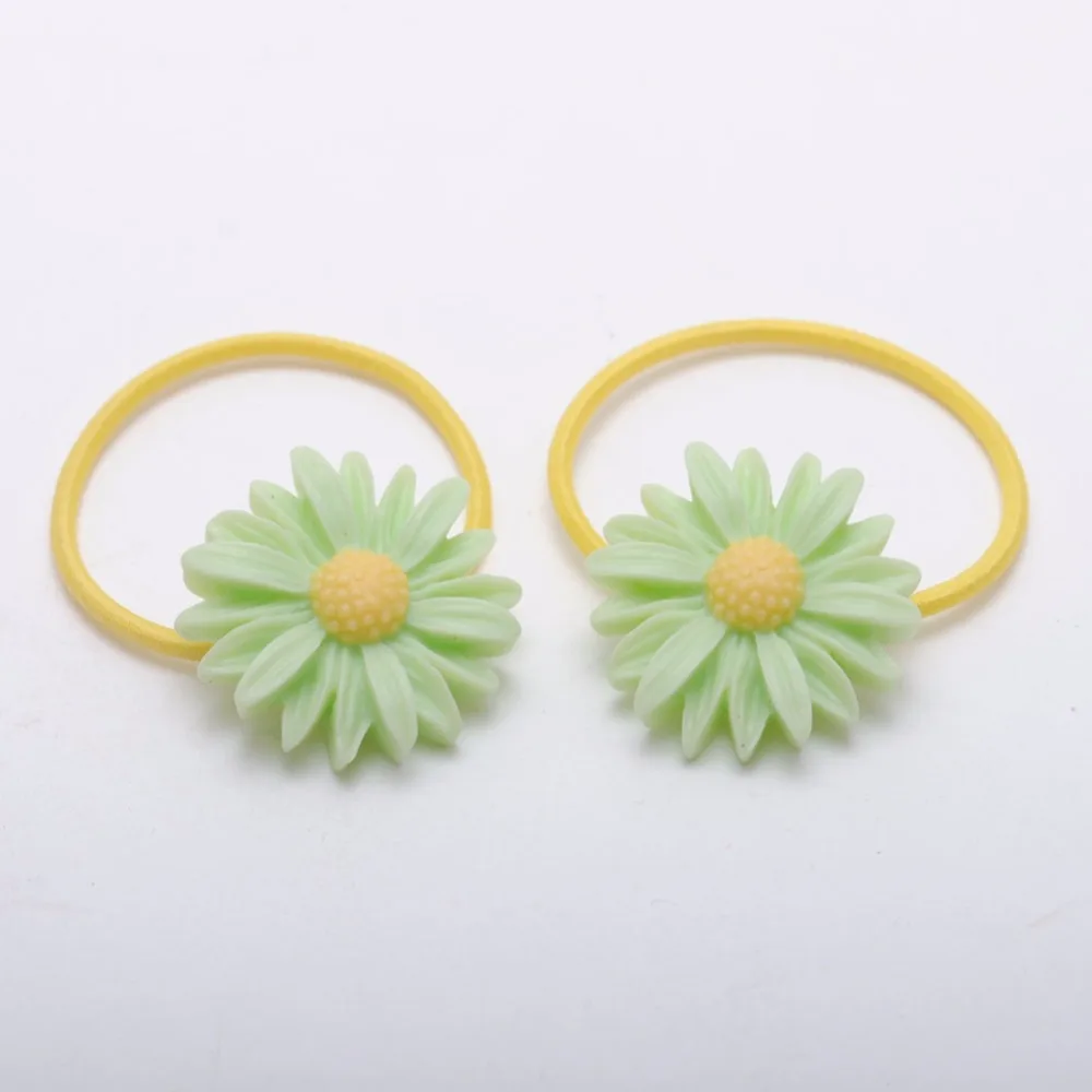 2.5cm Girls Elastic Hair Bands Daisy Flower Hair Tie Cute Hair Gum Hair Accessories Gift For Kids