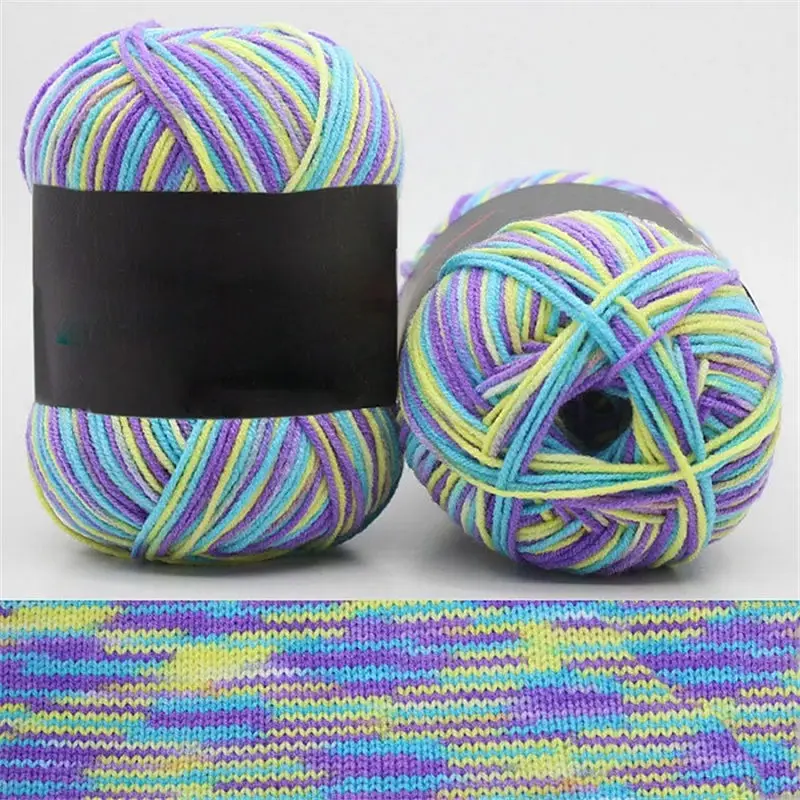 Hot Wholesale 50g/ball Colorful Section-dyeing Wool Yarn Baby Milk Cotton Soft Acrylic Yarn for Hand Knitting Crochet