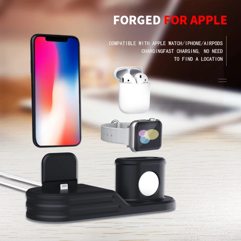 3in1 Зарядное устройство для наручных часов Apple watch 4 3 5 2 стенд наручных часов iWatch, ремешок 42 мм, 38 мм, Версия 44 мм 40 мм airpods iPhone X/8/7/6 Беспроводная зарядная станция
