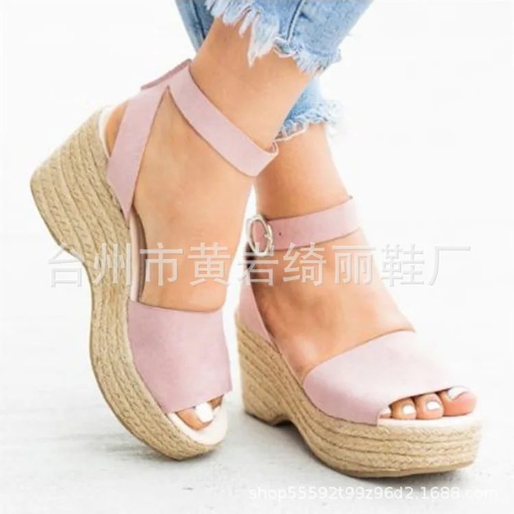 Из флока на танкетке в римском стиле Женские сандалии Гладиаторы с ремешком