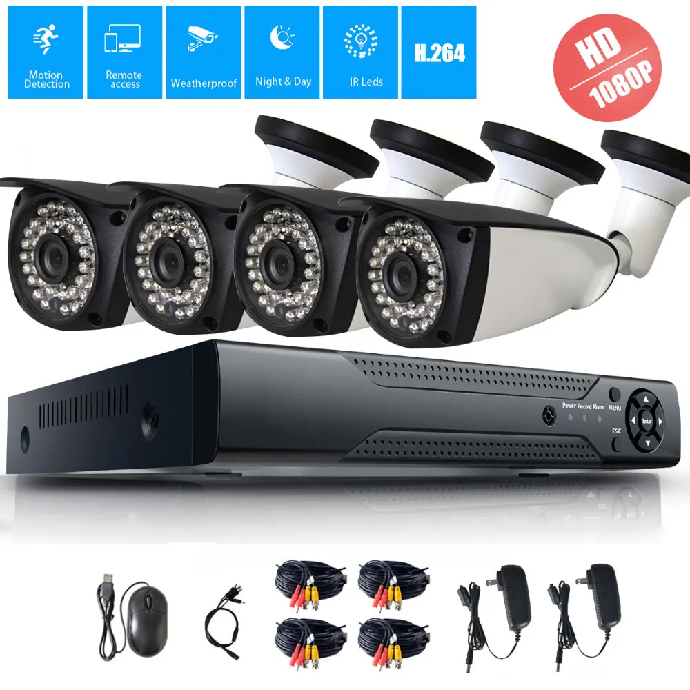 4 канальная система видеонаблюдения 1080P HDMI AHD CCTV DVR шт. 2 0 мп ик для помещений и