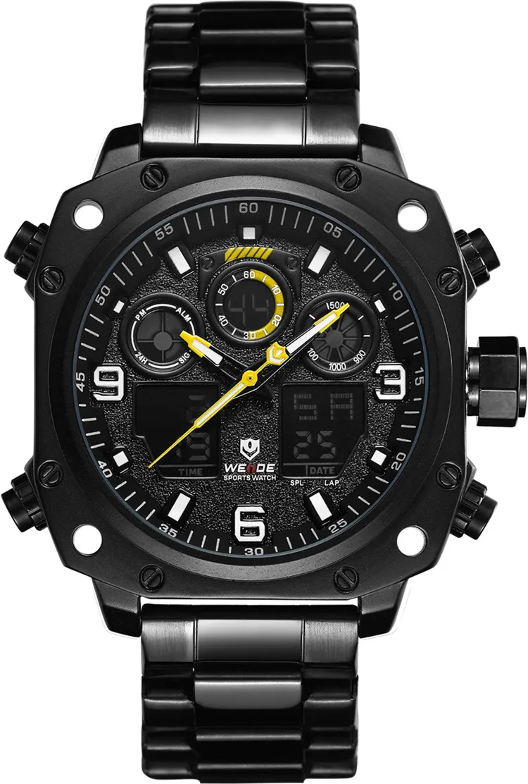 WEIDE спортивные часы повседневные бизнес Авто Дата Секундомер Аналоговый Цифровой браслет из нержавеющей стали Кварцевые наручные часы Relogio Masculino - Цвет: WH7303B-2C