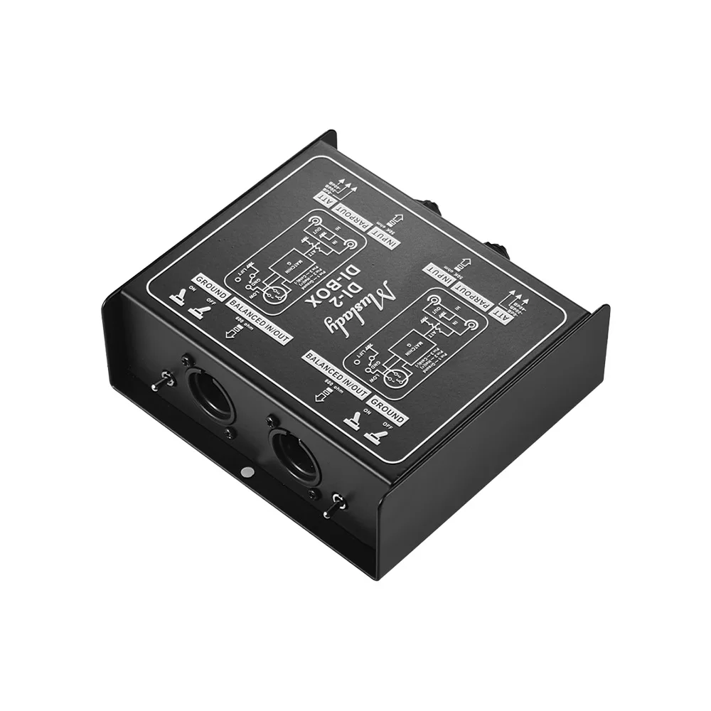 Muslady DI-2 двухканальный DI-Box Injection Audio Direct Box преобразователь сигнала с XLR TRS