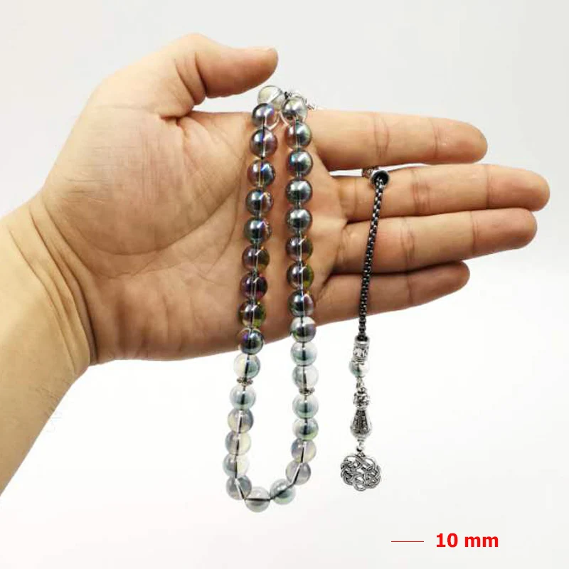 Натуральный Зеленый Кристалл Tasbih Популярные стильные браслеты мусульманские