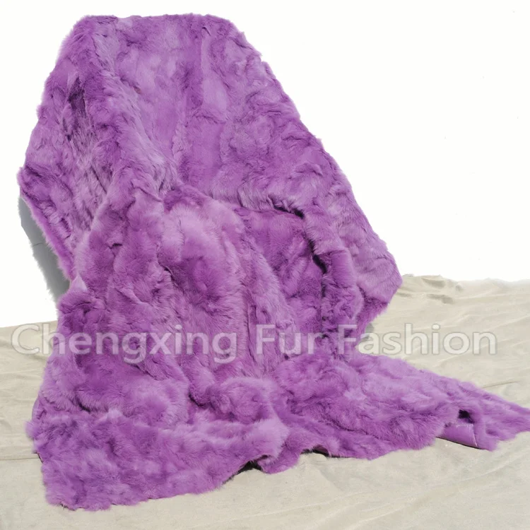 

CX-D-11M Pueple Dyed 2017 Fashion Patchwork Genuine Rabbit Fur Blankets Carpet Mat For Sofa Thrown Blanket