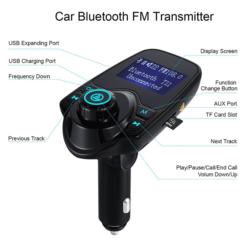 Беспроводной в автомобиле Bluetooth hands free kit стерео fm передатчик радио адаптер с