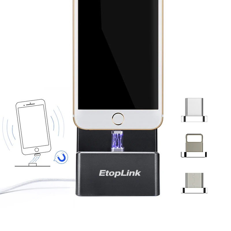 EtopLink портативная Магнитная Зарядка Micro USB двусторонний разъем зарядная станция