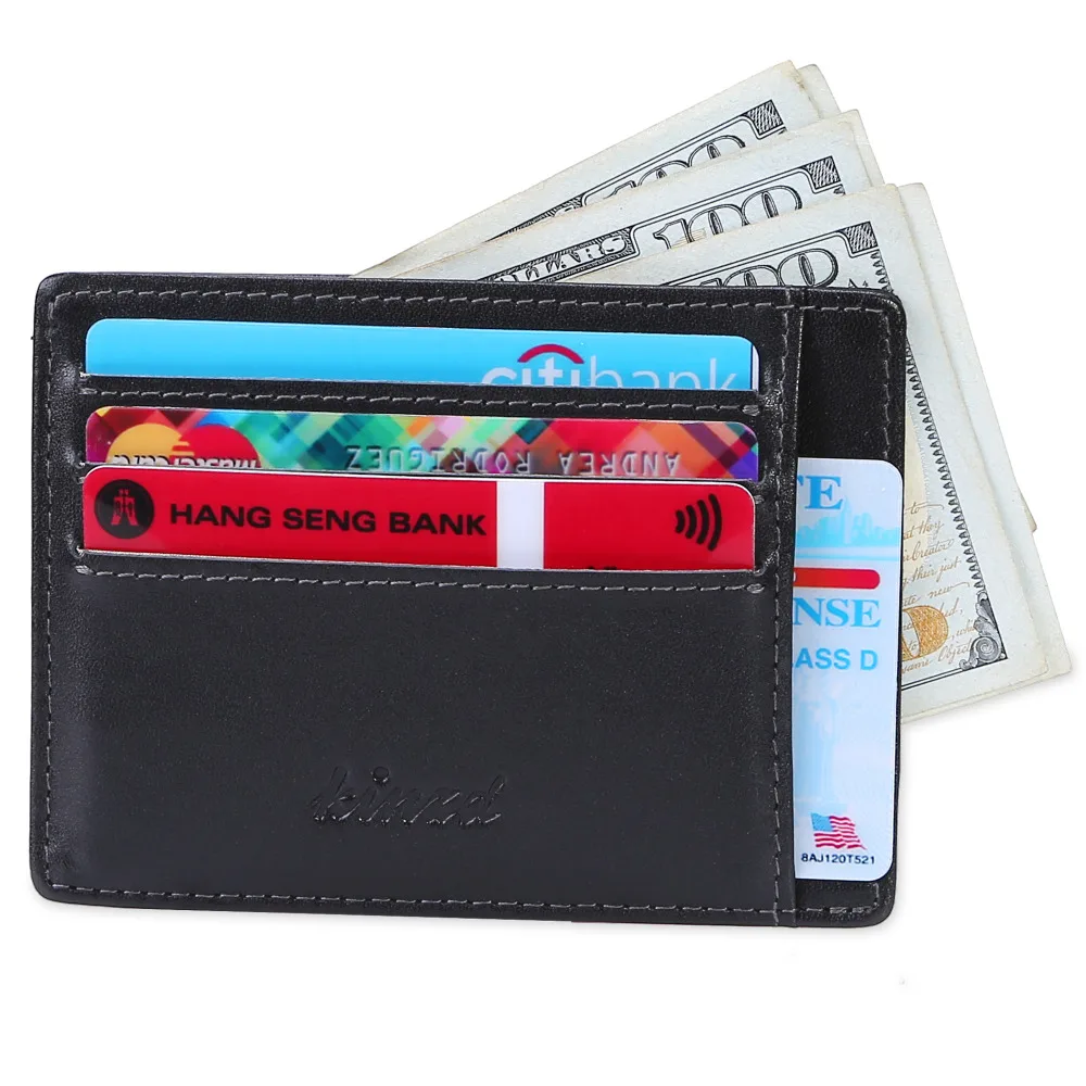 Мужской тонкий кошелек RFID передний карман минималистичный безопасный держатель