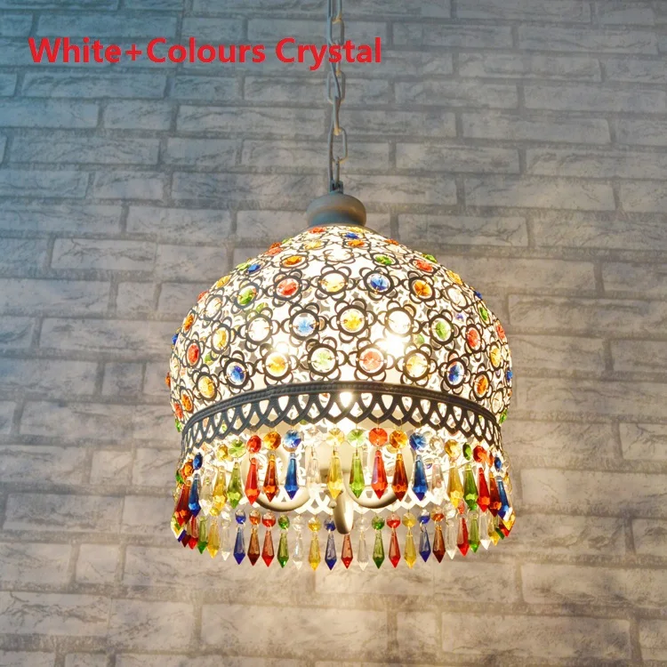 Средиземноморский цветной кристаллический кулон лампа для столовой Pendente De Teto