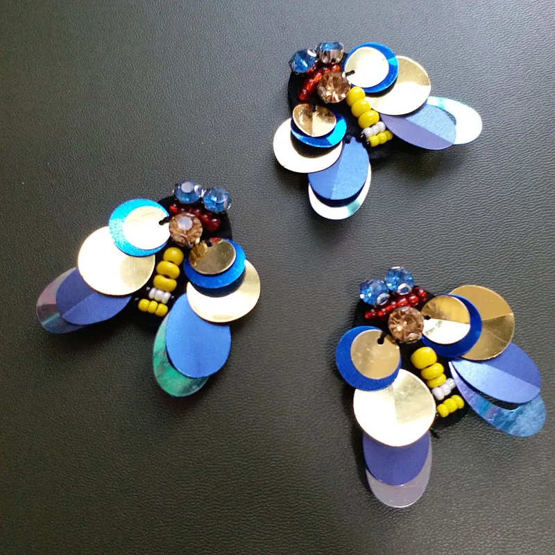 3 шт./лот нашивки со стразами и бисером для одежды блестки вышивка заплатка пчела