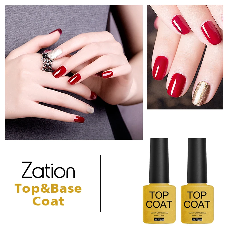 Профессиональный гель для ногтей Zation Top and Base Coat Set УФ полимерный Гель лак Эмаль