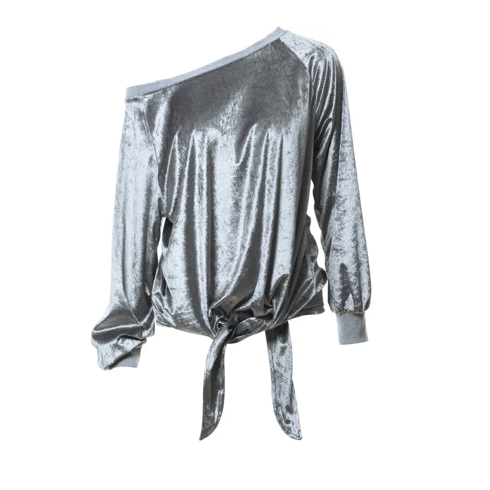 Autumn Winter Women Tops Off The Shoulder Long Sleeve New Fashion Coral Fleece Velvet Sweatshirts AB279 | Женская одежда
