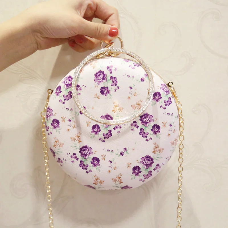 ETAILL бриллианты круглая ручка цветы сумка Шарообразная Сумочка с золотой