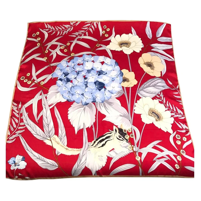 Шарф из 100% сатина с цветочным принтом шарф шаль роскошный утолщенный Тип 35 &quotX