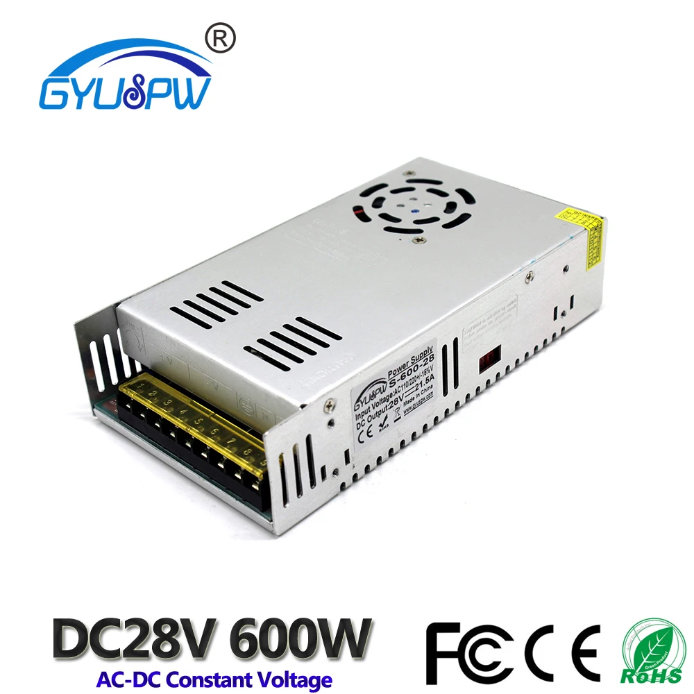 Источник питания постоянного тока 28V 21.5A 600w светодиодный трансформатор драйвера