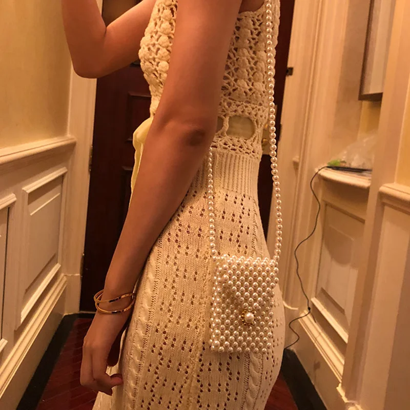 Мини сумка с жемчугом изменить брелок-Кошелек для монет мешок Crossbody карман Для