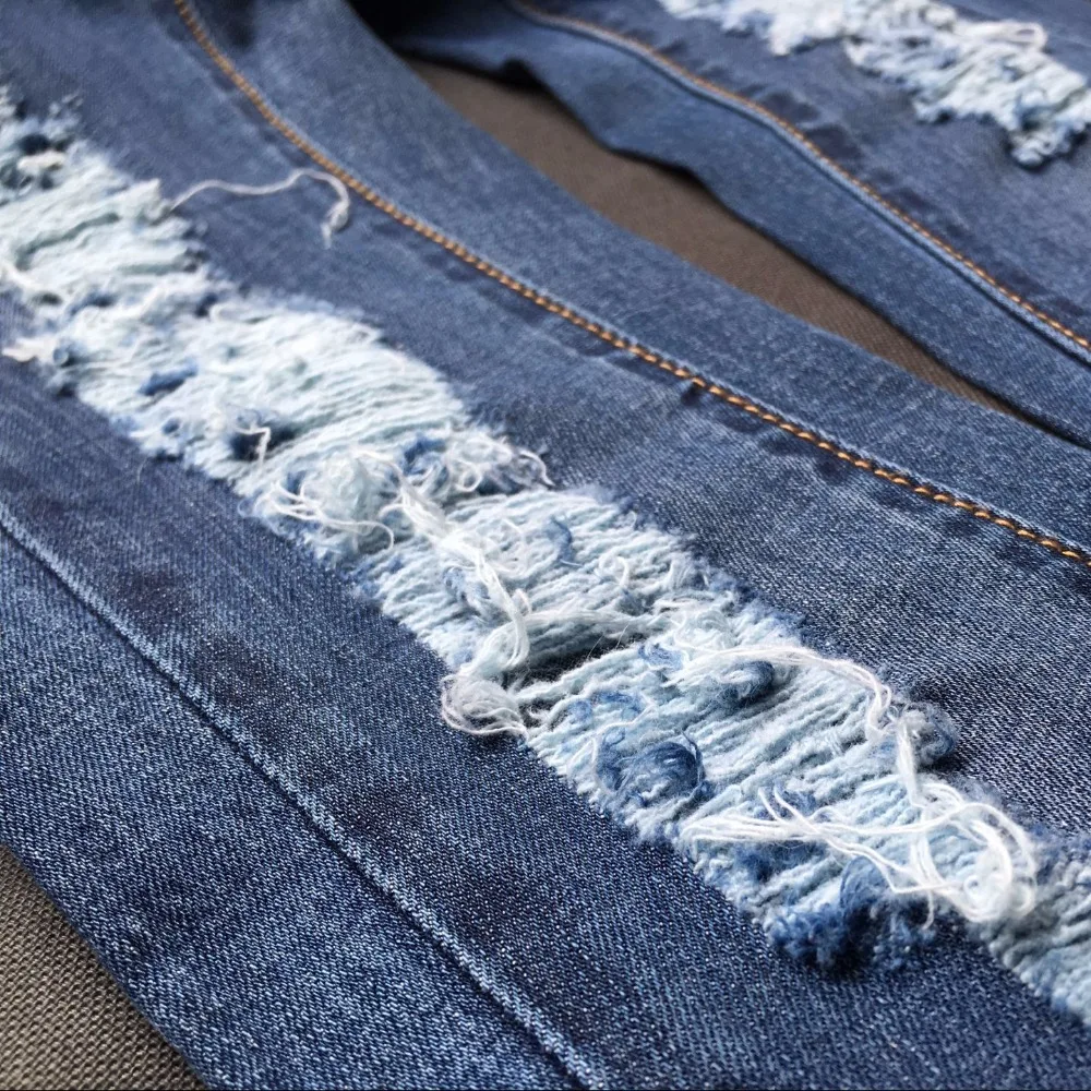 

YiQuanYiMei Ripped Pencil Pants ripped jeans for woman Hole skinny high waist jeans woman denim pants Distressed jean pantalon
