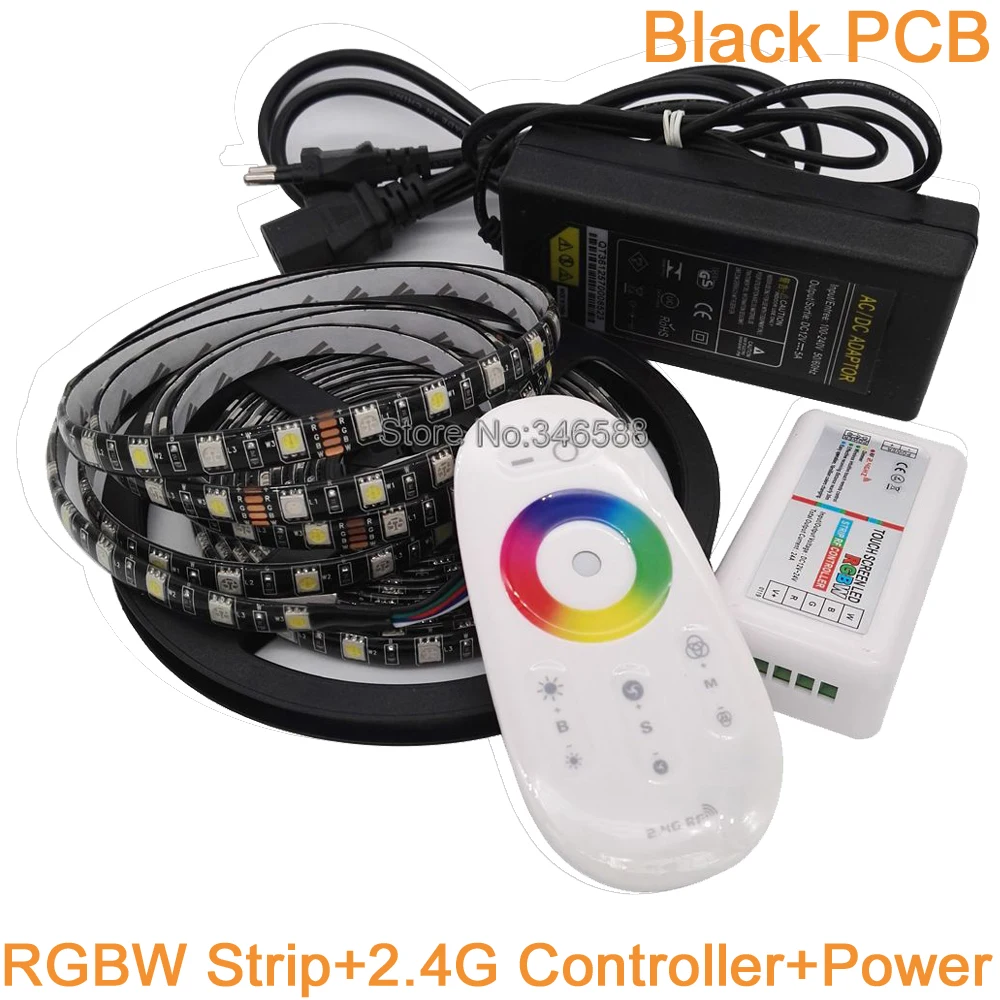 Светодиодная лента 5 м 12 в 5050 RGBW RGB + белый теплый 60 светодиодов/м черная печатная