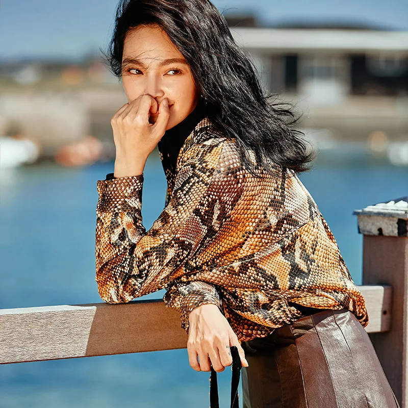 Легкая спелая ветровая змеиная рубашка осень/зима 2018 новое оригинальное