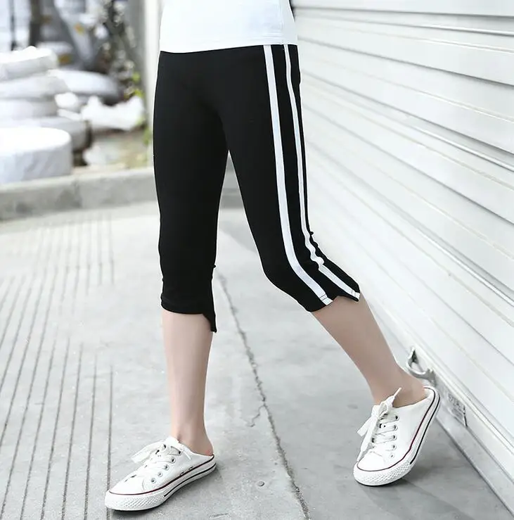 Детские леггинсы для девочек детская одежда хлопковые брюки в полоску с боковыми