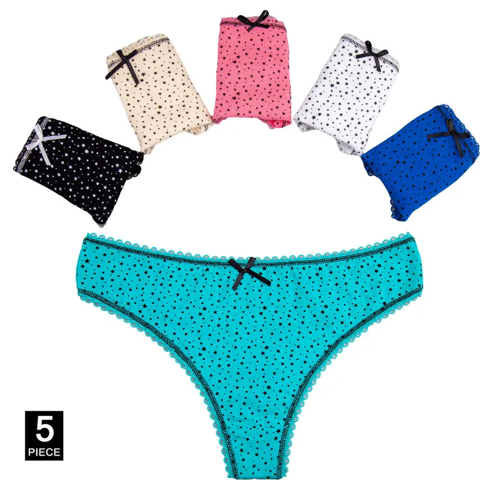 C Mixed color-5 Pcs 5 шт./компл. стринги для Для женщин, сексуальное хлопковое белье стринги для девочек женские трусики с принтом в виде губ Kawaii милое детское нижнее белье - Цвет: C Mixed color-5 Pcs