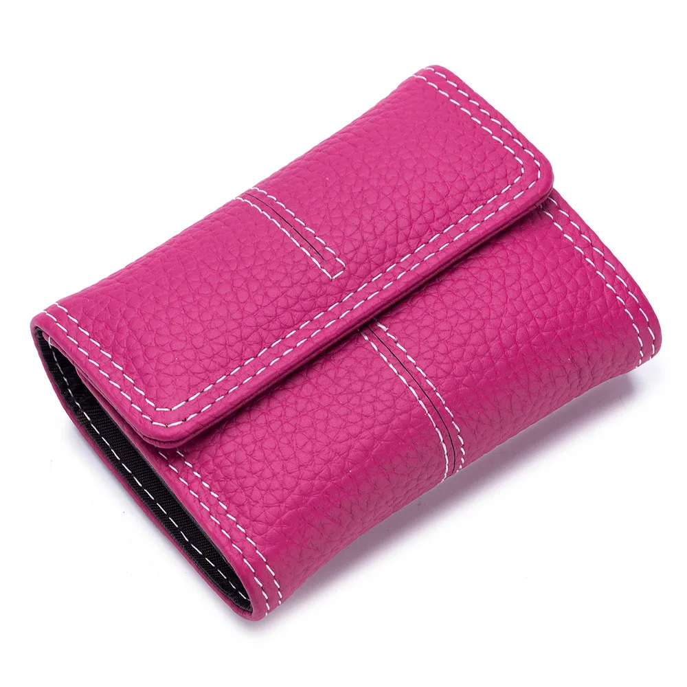 Rose purple CICICUFF держатель для карт из натуральной кожи для женщин, кошелек для кредитных карт, футляр для удостоверения личности, Женский держатель для карт, маленькая визитка - Цвет: Rose purple