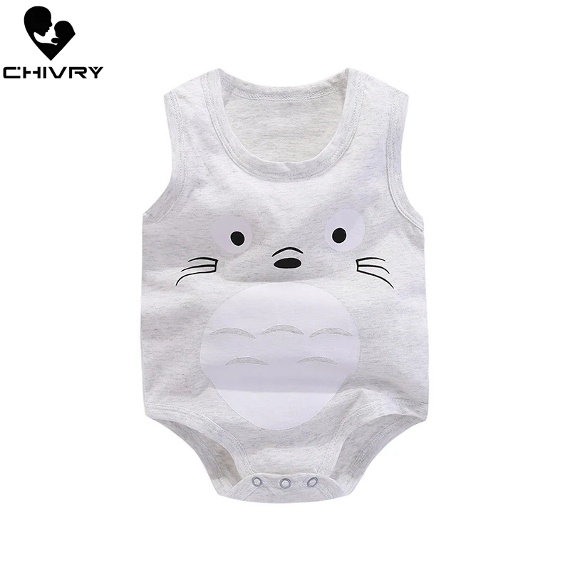 Летнее Боди без рукавов из натурального хлопка с рисунком новинка 100% Одежда для