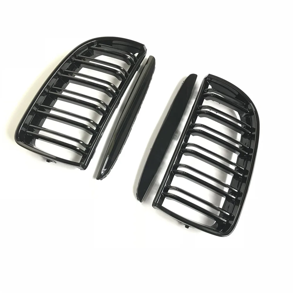 1 пара Передняя глянцевая черная 2 линейная решетка для радиатора BMW E90 E91 4 двери 2005