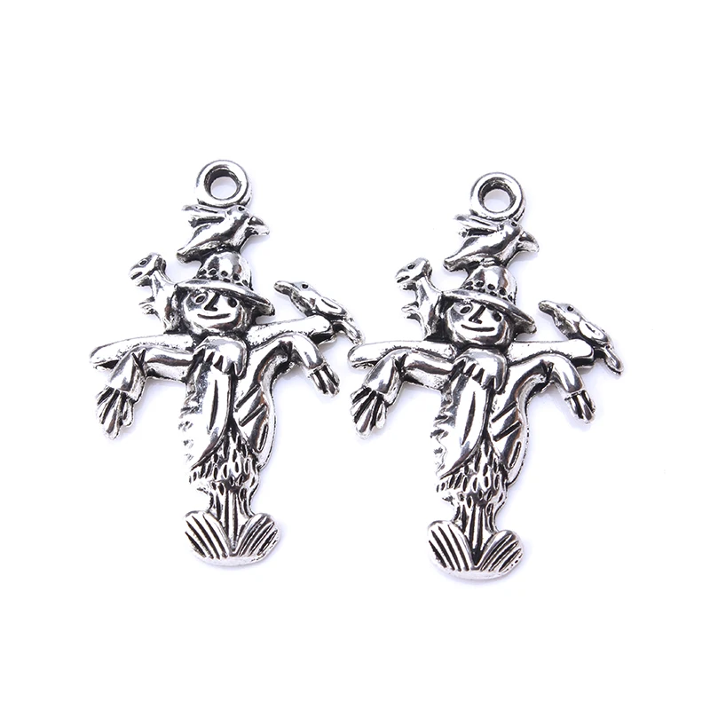 10 шт./лот очаровательное пугало ювелирное изделие античный серебряный шарм для DIY