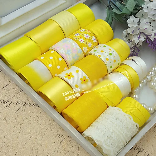 

Handmade DIY Ribbon Yellow Hair Accessories Hairpin Accessories Value Bow Ribbon Kit(21meters )